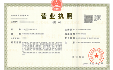 上海辦理人工智能科技公司營業執照經營范圍參考